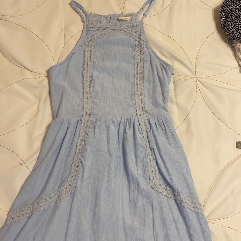 Light blue, lace trimmed dress